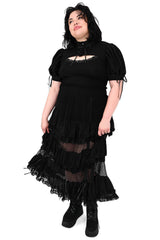 mesh cut out sheer maxi skirt