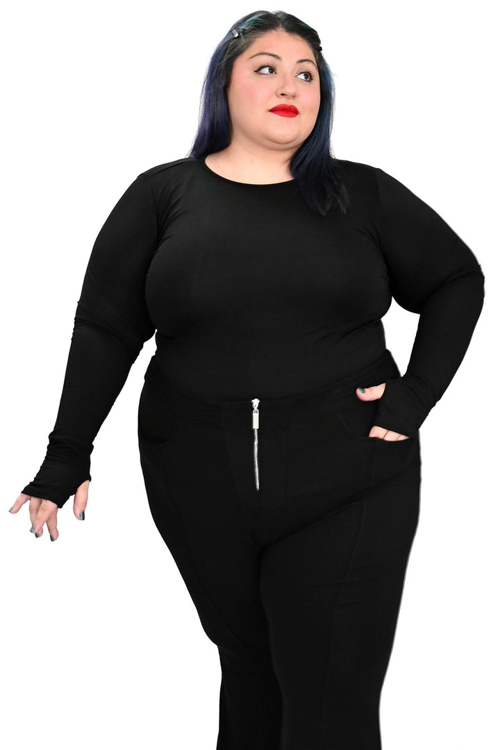 womens plus size emo thumbhole top