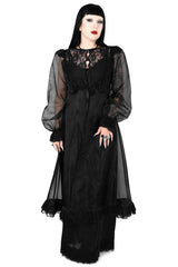 goth punk womens sleepwear nightgown duster in black organza