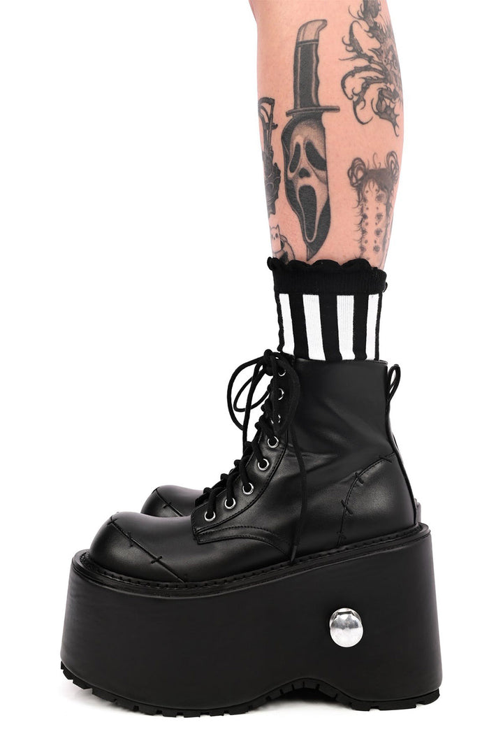 stitched frankenstein chunky platform boots