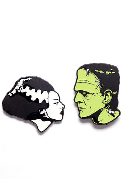 Bride Of Frankenstein & Frankenstein We Belong Dead Enamel Pin Set