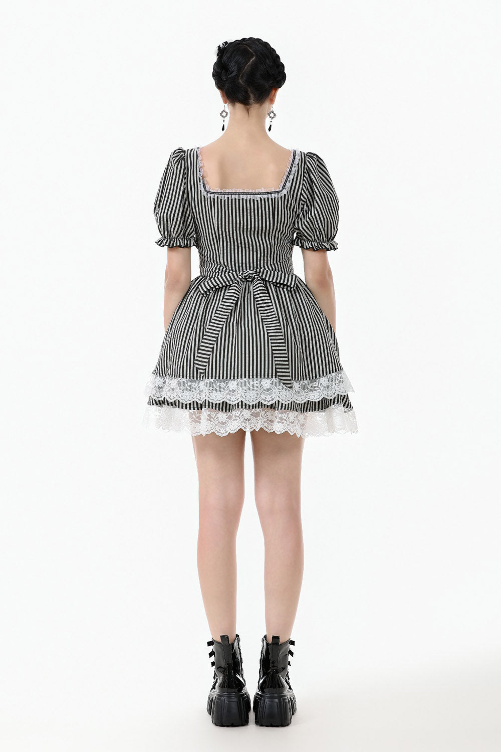 womens striped layered puff sleeve mini dress by dark in love