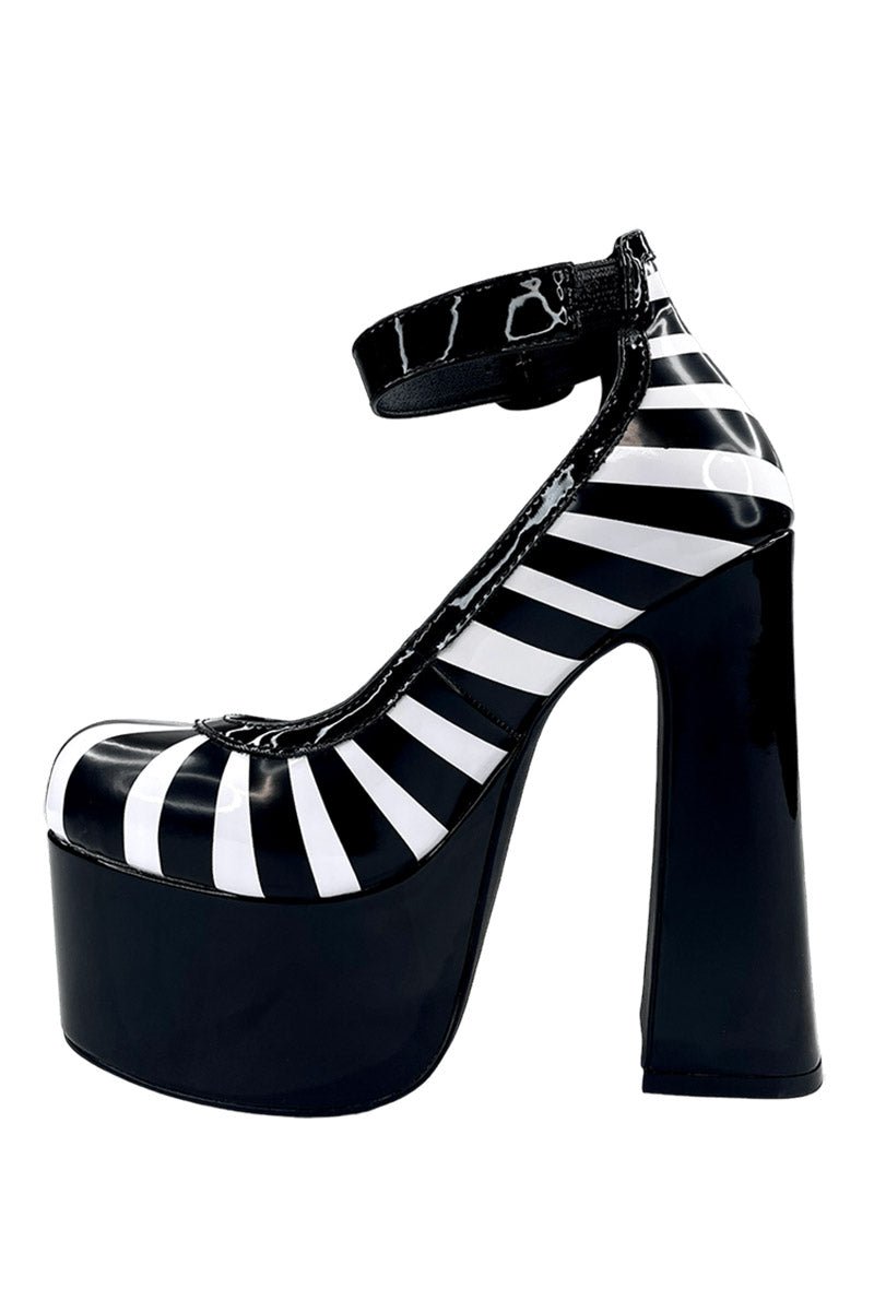 Fright Platform Heels [BLACK/WHITE] - womens shoes - VampireFreaks - YRU