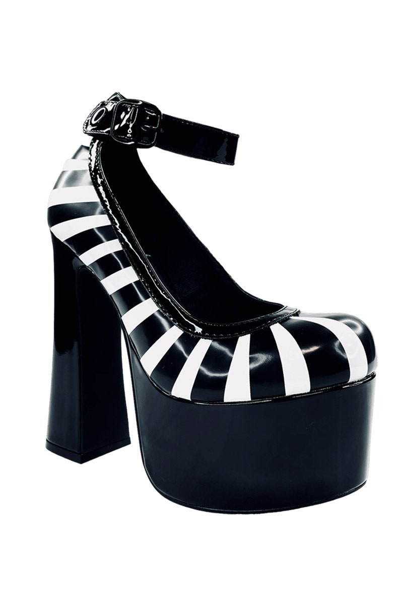 Fright Platform Heels [BLACK/WHITE] - womens shoes - VampireFreaks - YRU