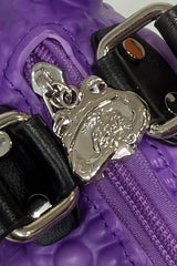 purple toad handbag with toad charm
