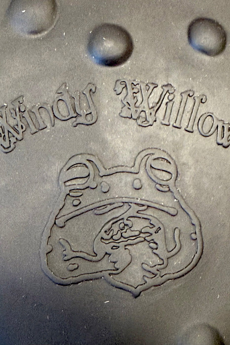 gothic toad purse with frog branding 