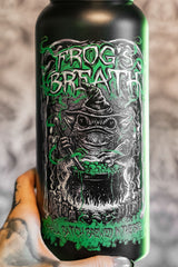 black and green witch frog water bottle