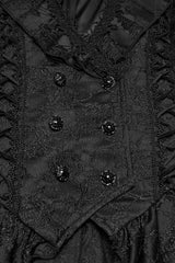 front button detail of gothic victorian womens long vest