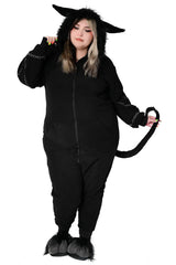 Dark alternative Krampus onesie for punk goth wardrobe lovers with creepy Christmas fashion vibes