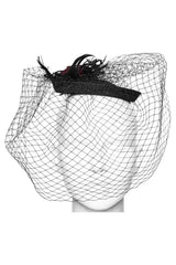emo goth womens black hat with veil fashion accessory