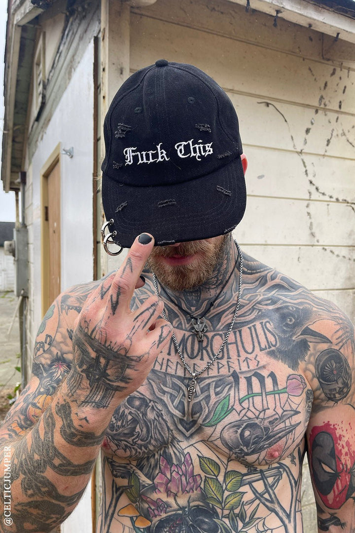 Fuck This Pierced Baseball Cap - hats & scarves & headwear - VampireFreaks - VampireFreaks