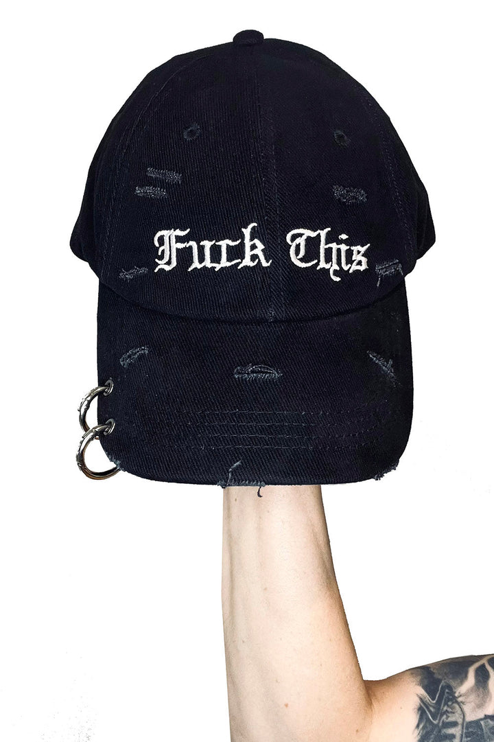 Fuck This Pierced Baseball Cap - hats & scarves & headwear - VampireFreaks - VampireFreaks