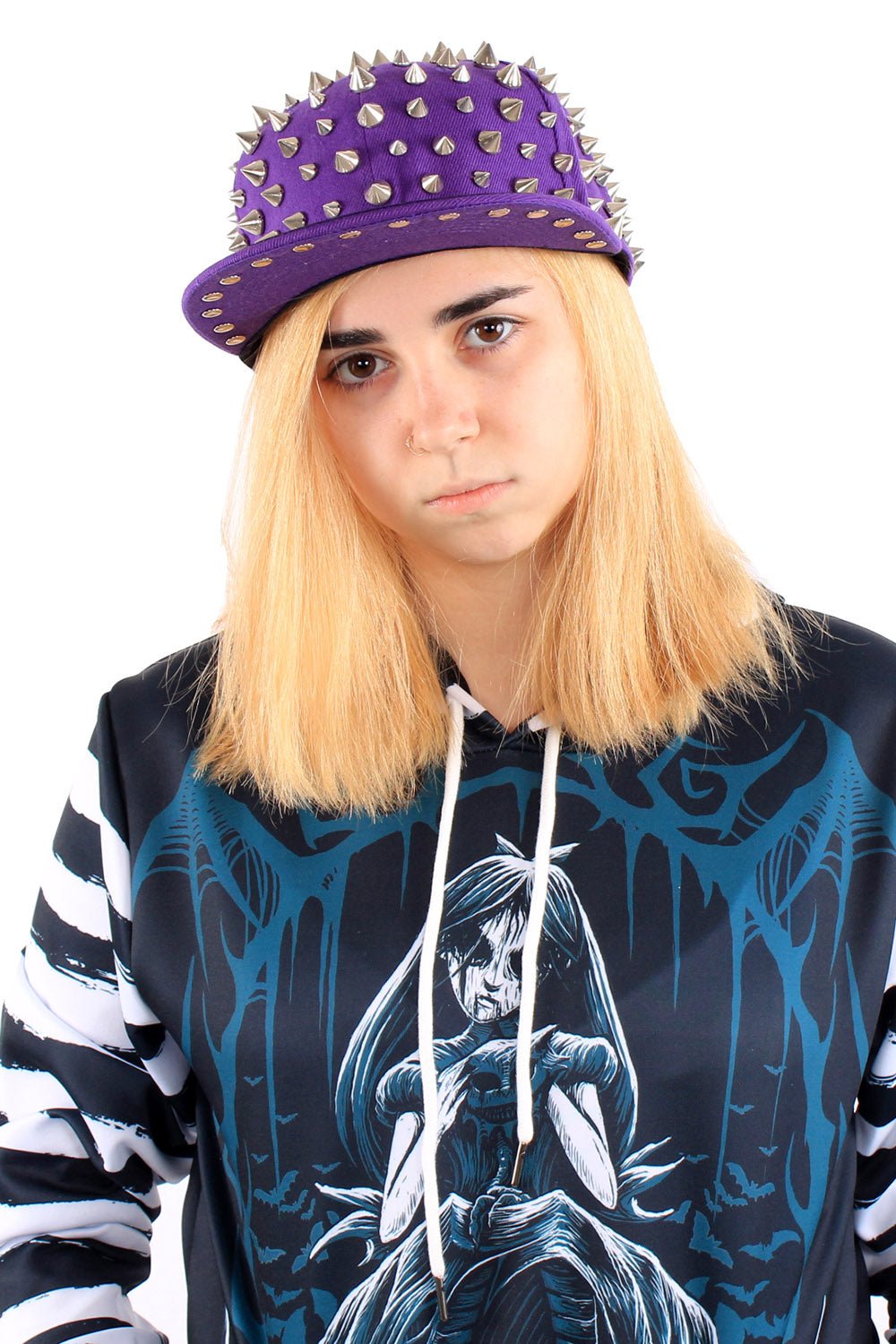 Full Spike Cap Hat [Purple] - hats & scarves & headwear - VampireFreaks - Poizen Industries