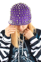 Full Spike Cap Hat [Purple] - hats & scarves & headwear - VampireFreaks - Poizen Industries
