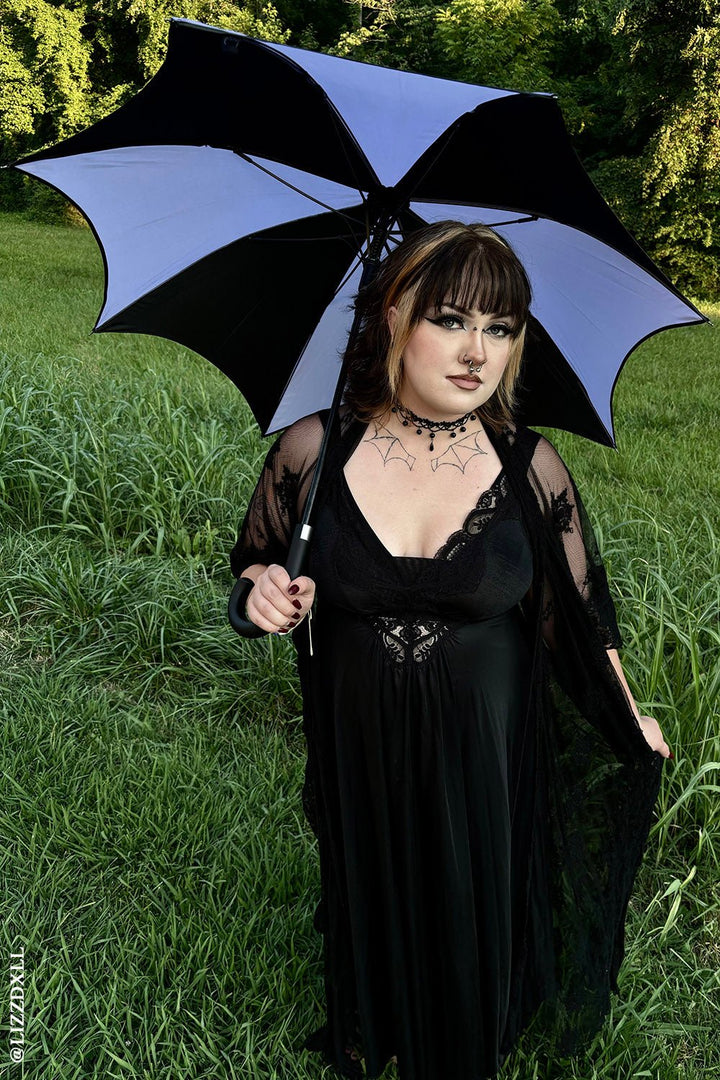 Funeral Procession Umbrella [BLACK/PURPLE] - umbrellas - VampireFreaks - VampireFreaks