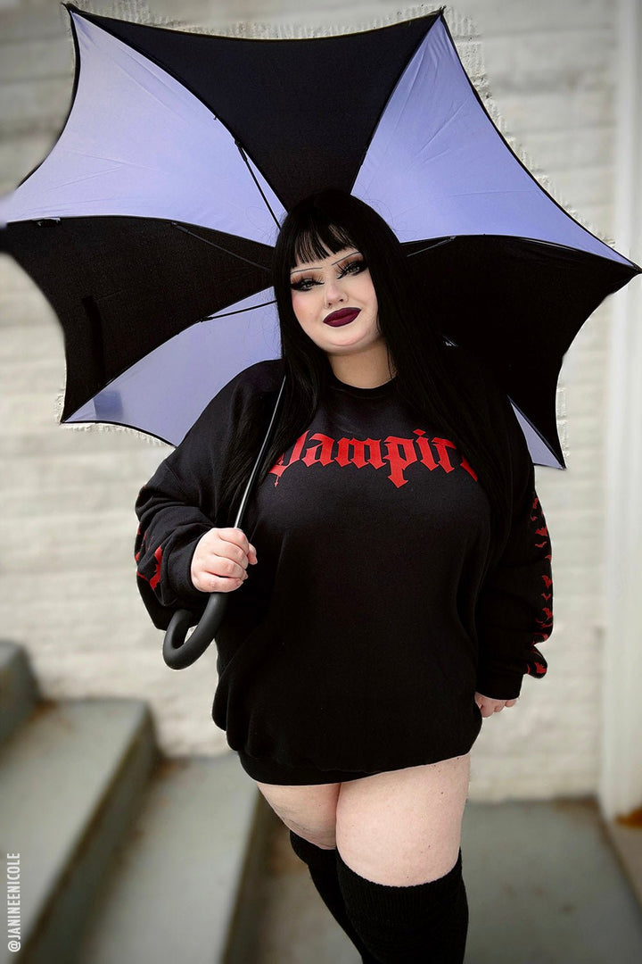 Funeral Procession Umbrella [BLACK/PURPLE] - umbrellas - VampireFreaks - VampireFreaks