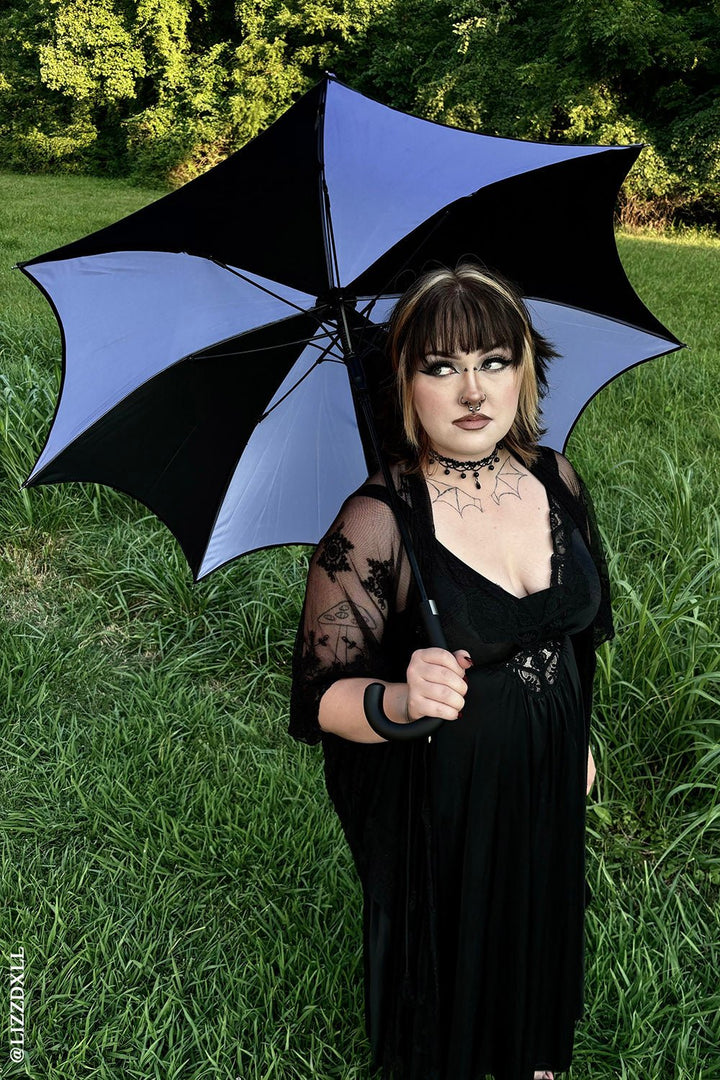 Funeral Procession Umbrella [BLACK/PURPLE] - umbrellas - VampireFreaks - VampireFreaks