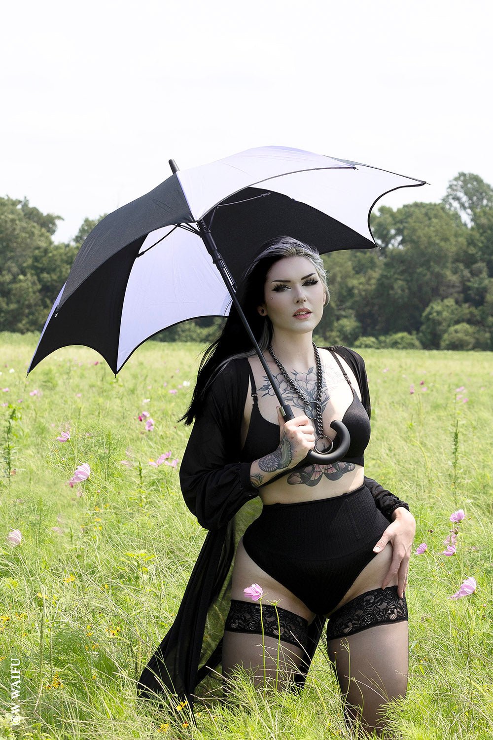 Funeral Procession Umbrella [BLACK/PURPLE] - umbrellas - VampireFreaks - VampireFreaks