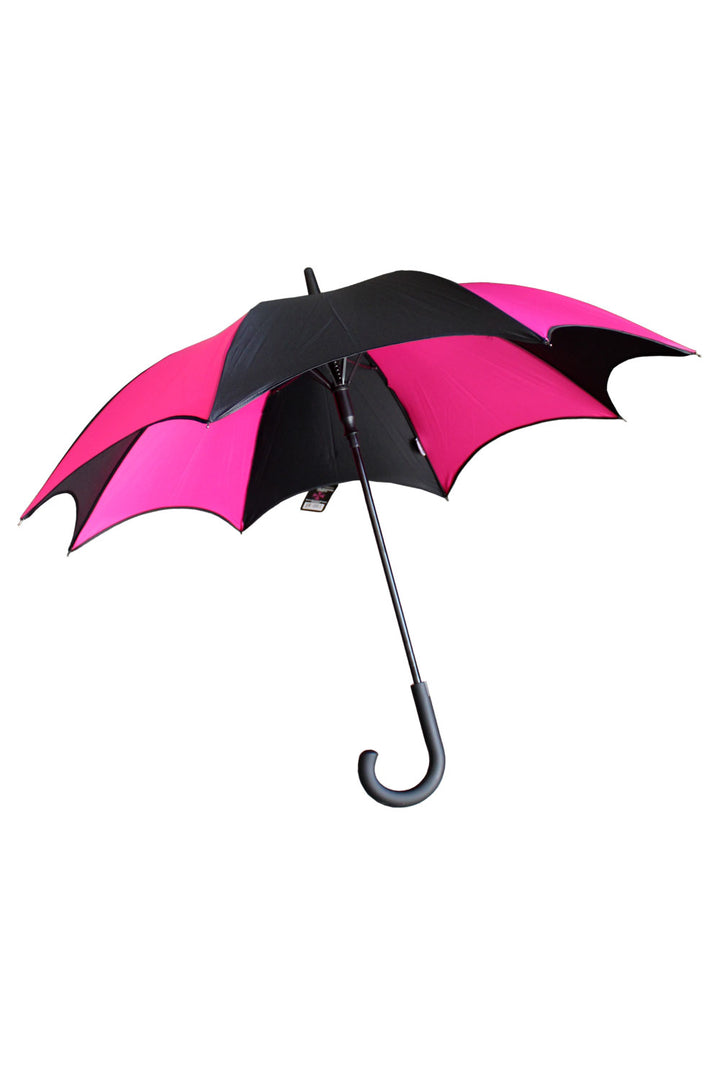 black and pink striped umbrella
