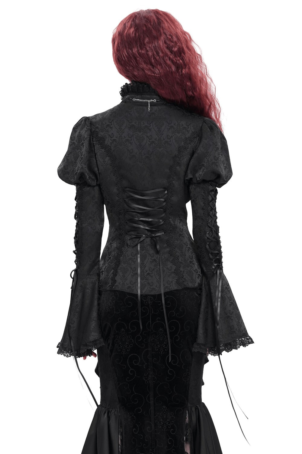 romantic goth womens puff shoulder gothic blouse
