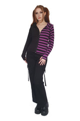 Shiori Half and Half  Hoodie [BLACK/PURPLE]