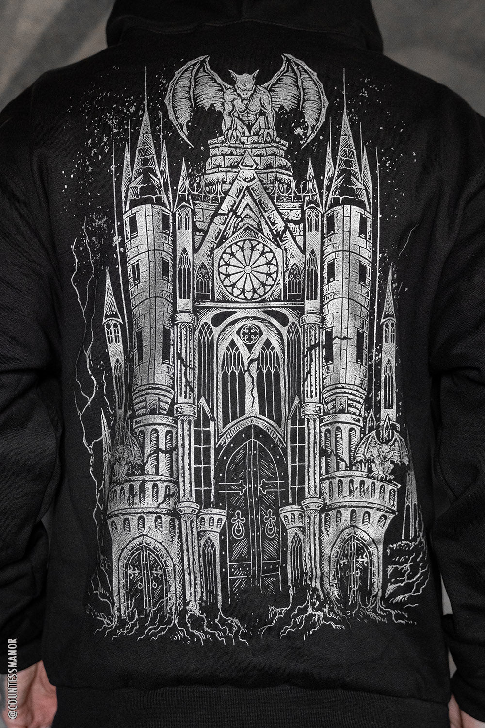 Gargoyle Cathedral Hoodie [METALLIC SILVER] - mens outerwear - VampireFreaks - VampireFreaks