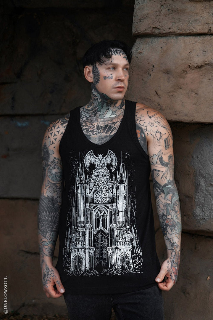 Gargoyle Cathedral T-shirt [METALLIC SILVER] - graphic t-shirt - VampireFreaks - VampireFreaks