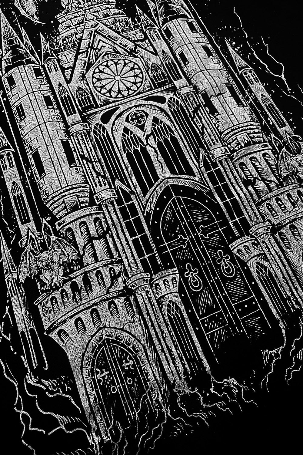 Gargoyle Cathedral T-shirt [METALLIC SILVER] - graphic t-shirt - VampireFreaks - VampireFreaks