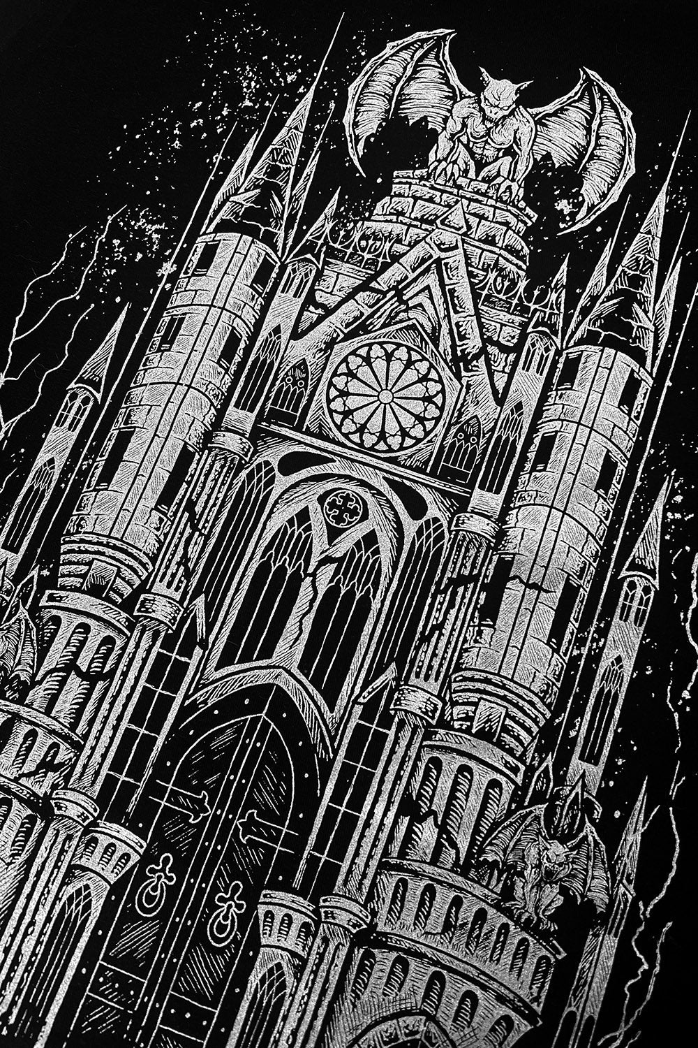 Gargoyle Cathedral T-shirt [METALLIC SILVER] - graphic t-shirt - VampireFreaks - VampireFreaks