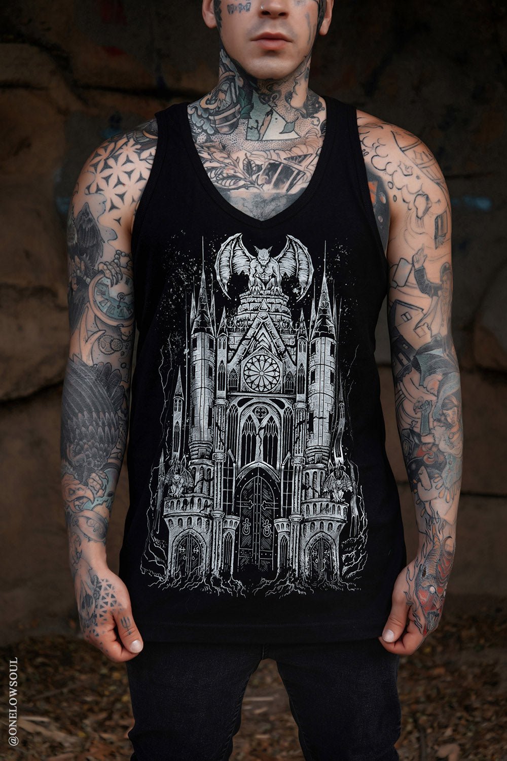 Gargoyle Cathedral T-shirt [METALLIC SILVER] - graphic t-shirt - VampireFreaks - VampireFreaks