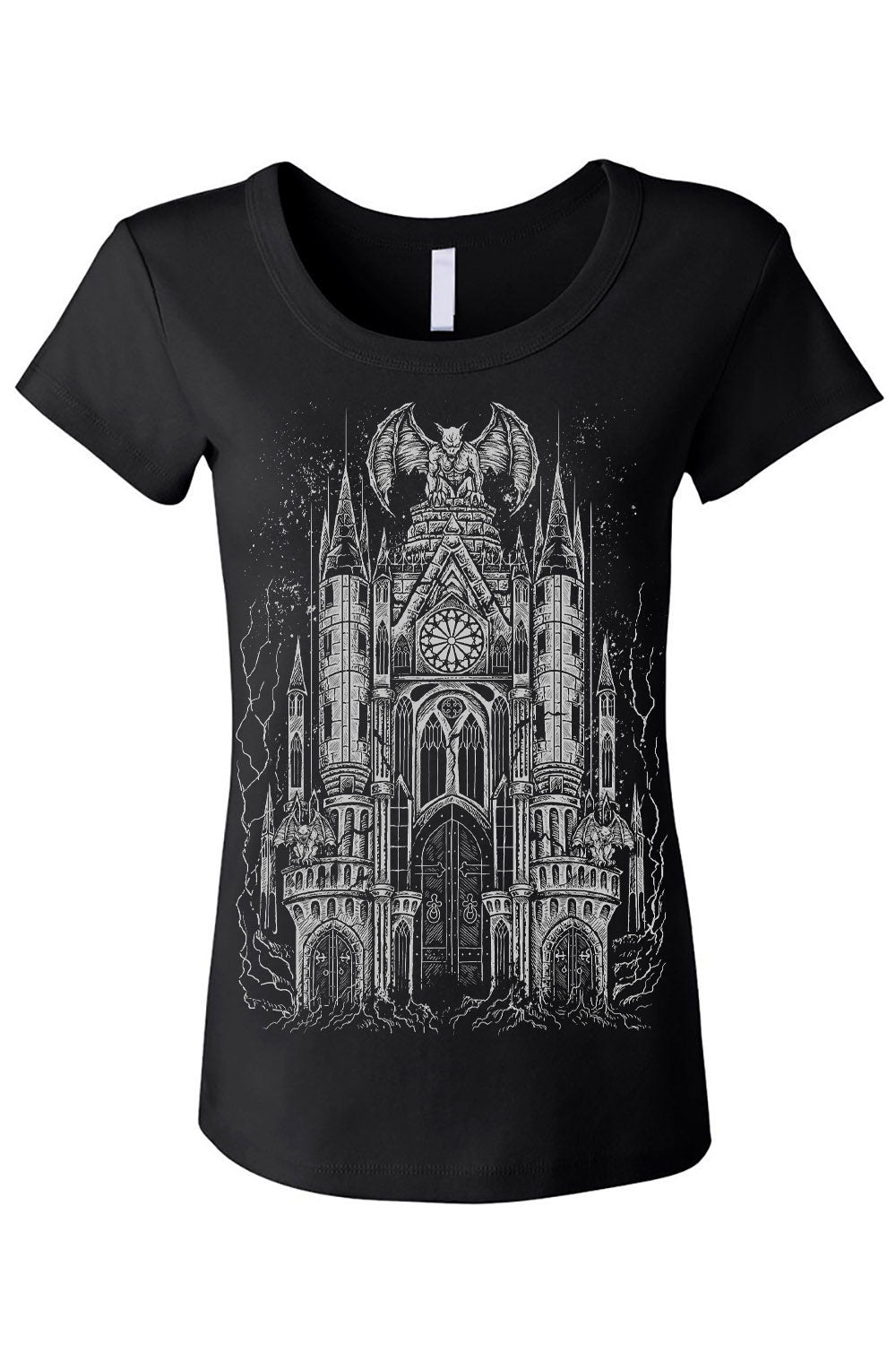 Gargoyle Cathedral T-shirt [METALLIC SILVER] - graphic t-shirt - VampireFreaks - VampireFreaks