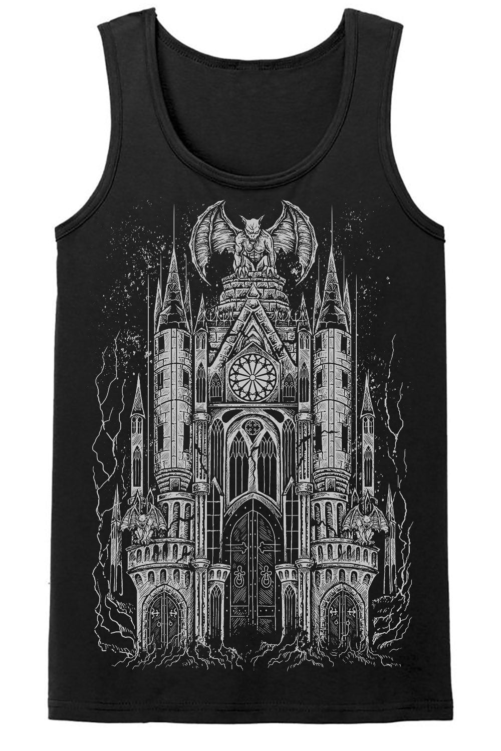 Gargoyle Cathedral T-shirt [METALLIC SILVER] - graphic t-shirt - VampireFreaks - VampireFreaks