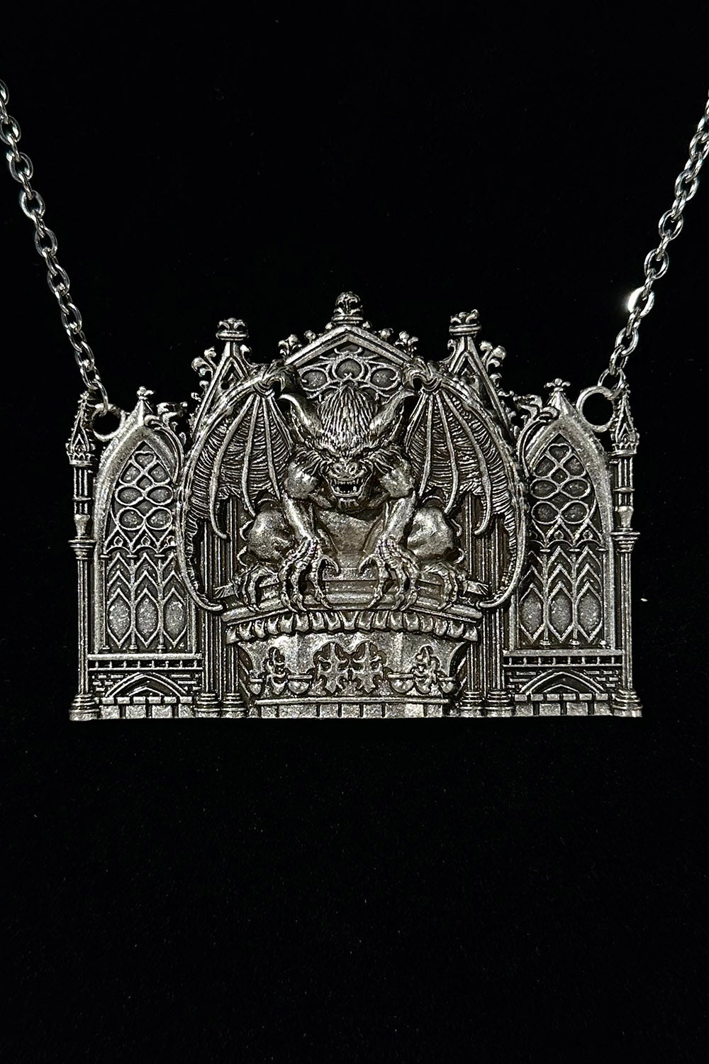 gothic silver cast necklace