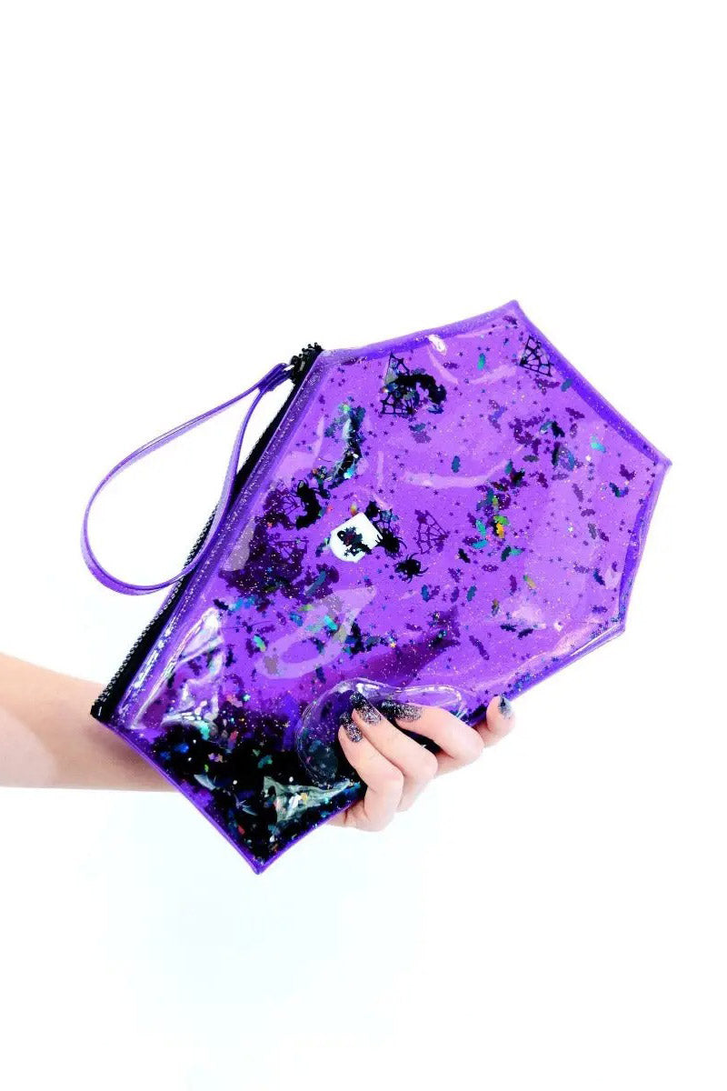 Too Cute to Spook Liquid Glitter Coffin Clutch