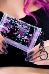Liquid Glitter Tiny Wallet [Nocturnal Hearts - CLEAR]