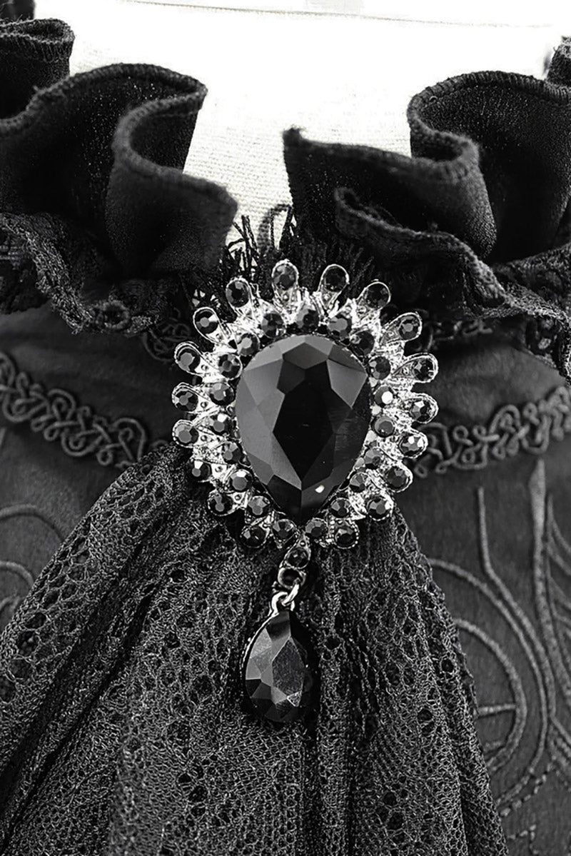 lace necktie with gemstone 