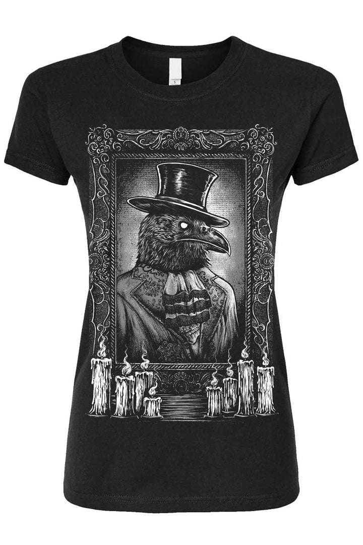 Camiseta de caballero gótico victoriano con cuervo