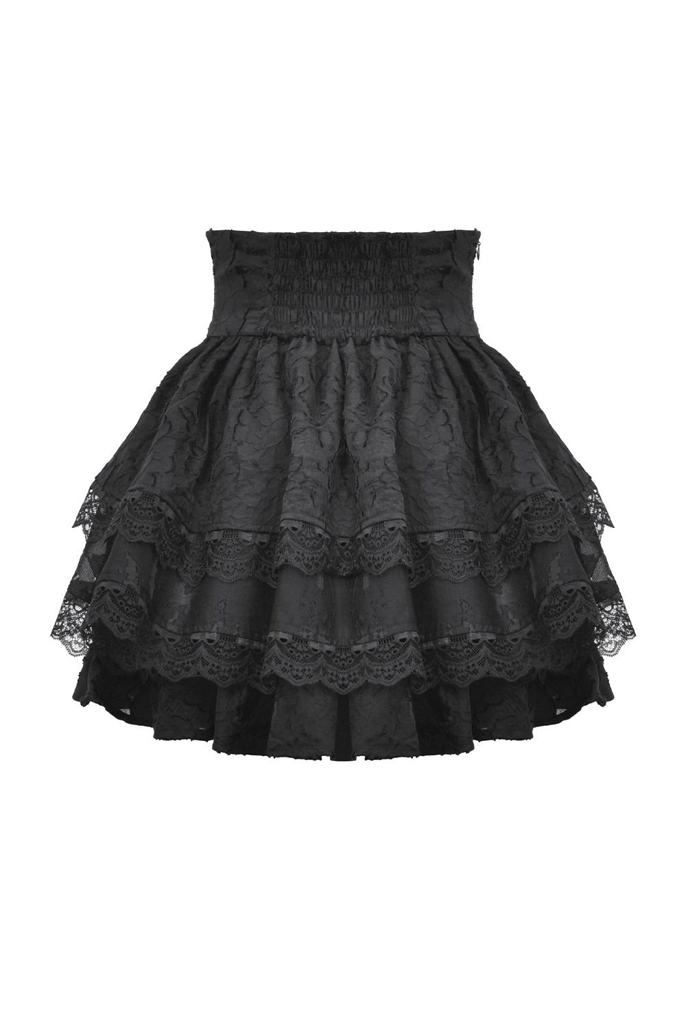 black lace ruffled mini gothic lolita skirt