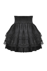 black lace ruffled mini gothic lolita skirt
