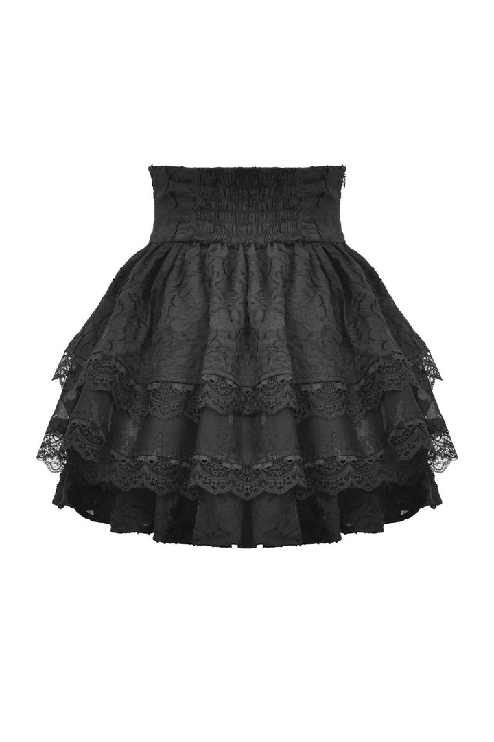 black lace ruffled mini gothic lolita skirt