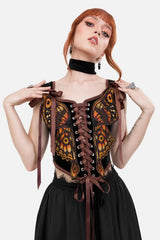 gothic embroidered moth corset top