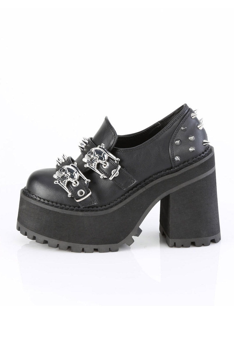 Ghost Bones Platform Loafers [ASSAULT - 38] - womens shoes - VampireFreaks - Demonia