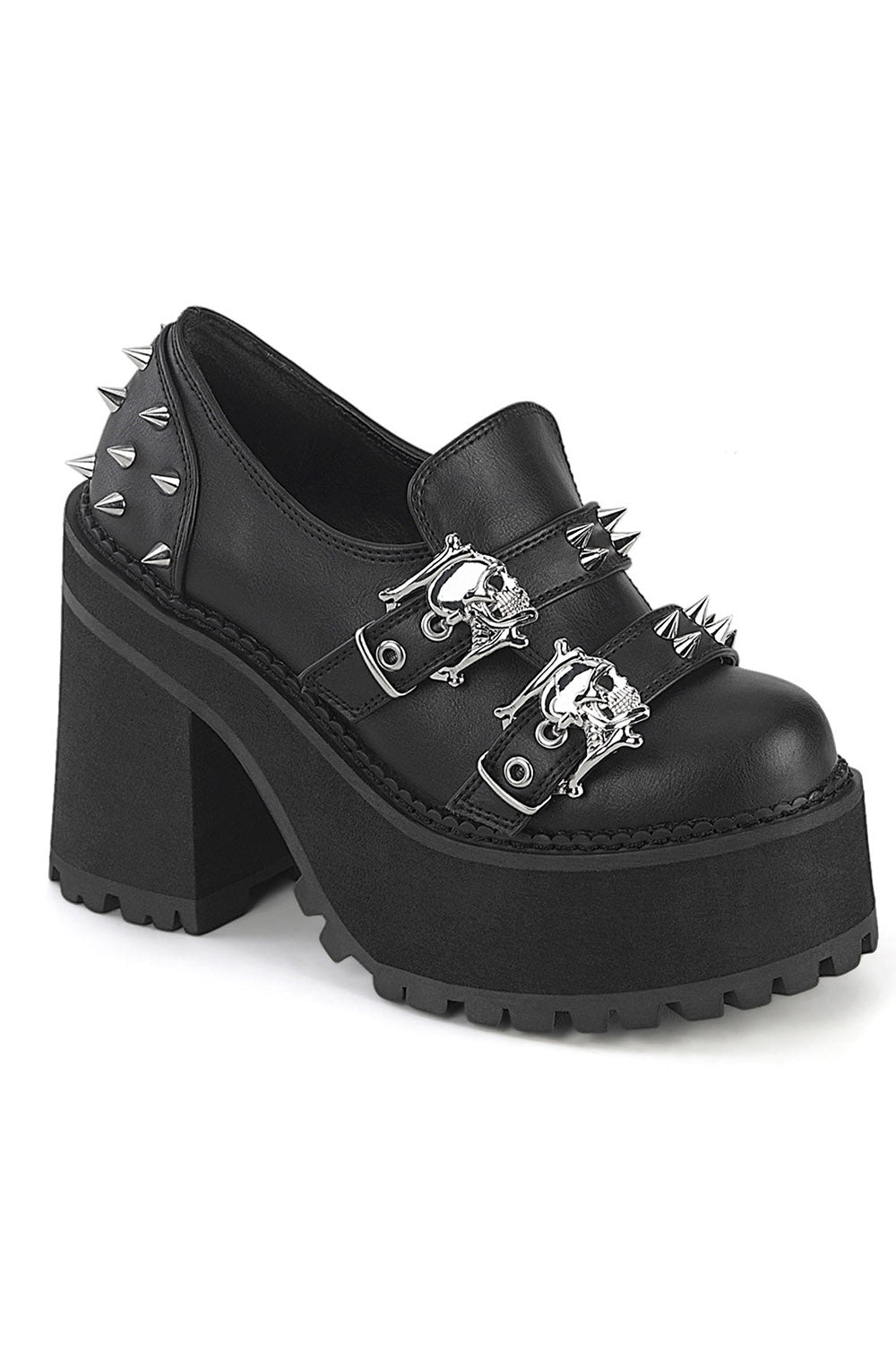 Ghost Bones Platform Loafers [ASSAULT - 38] - womens shoes - VampireFreaks - Demonia