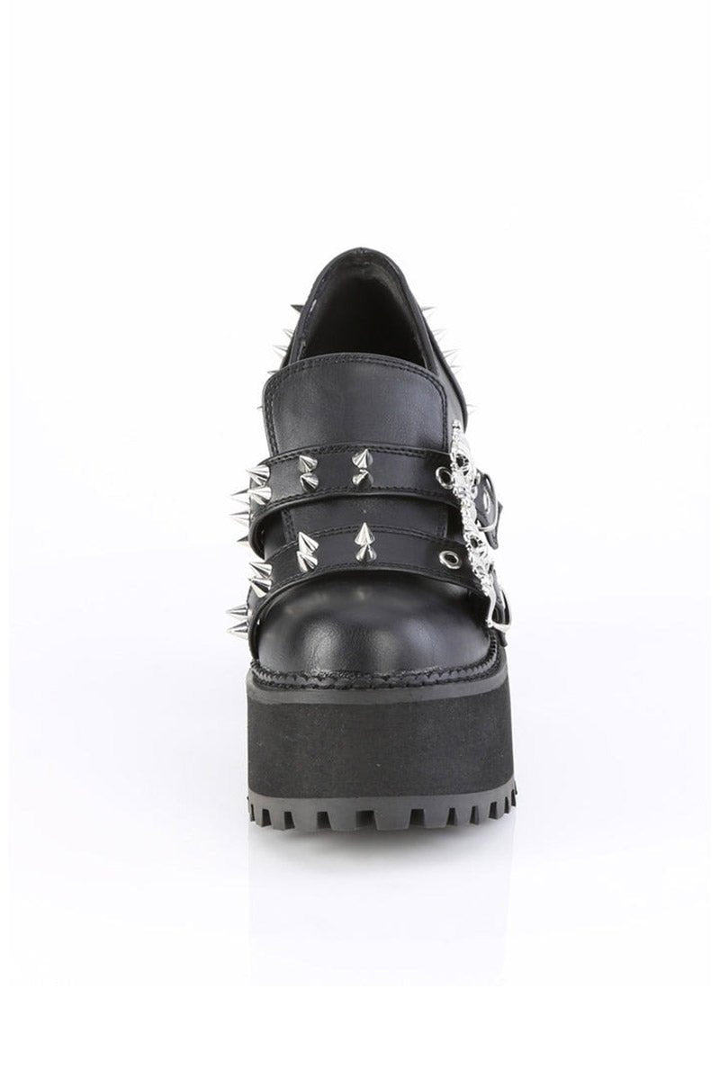 Ghost Bones Platform Loafers [ASSAULT - 38] - womens shoes - VampireFreaks - Demonia