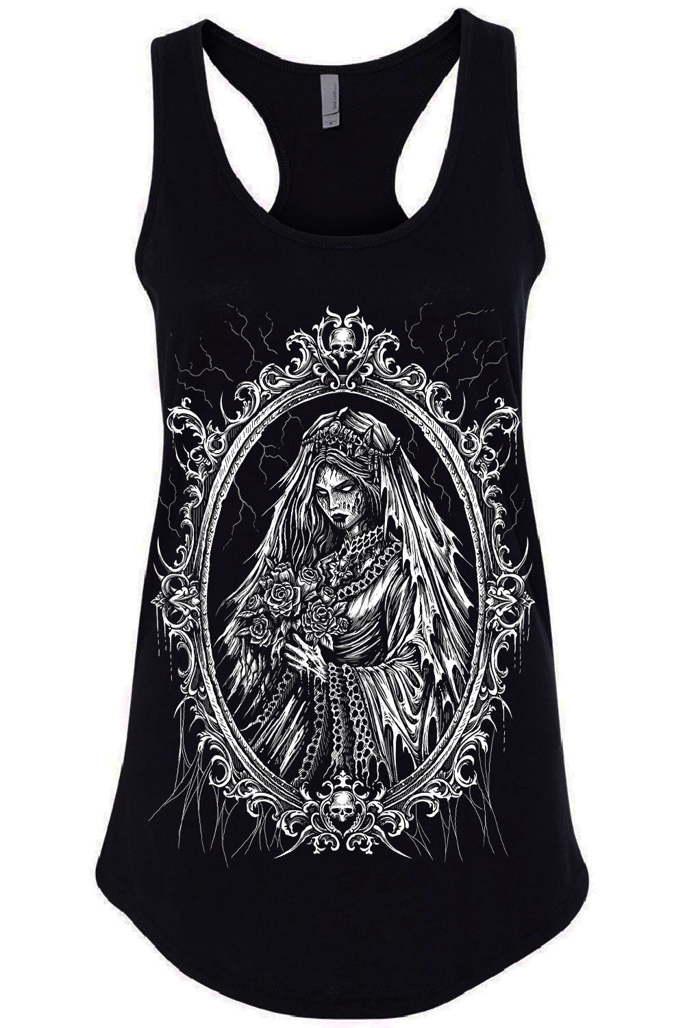 black cotton womens haunted mansion ghost bride racerback 