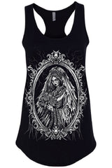 black cotton womens haunted mansion ghost bride racerback 