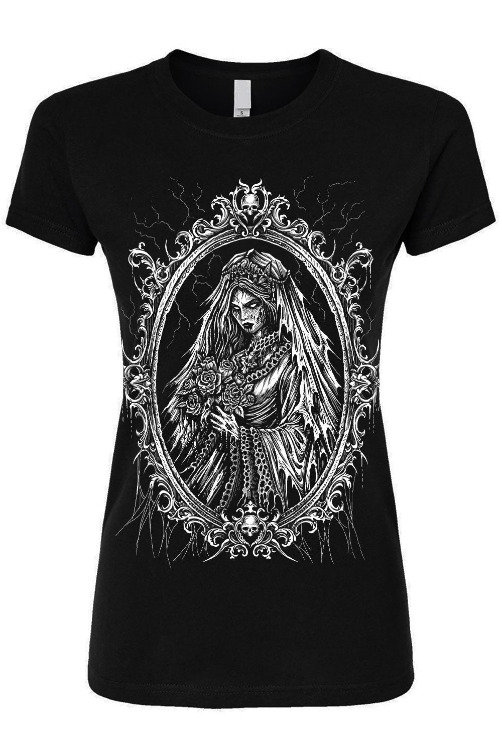 cameo frame haunted mansion ghost bride t-shirt