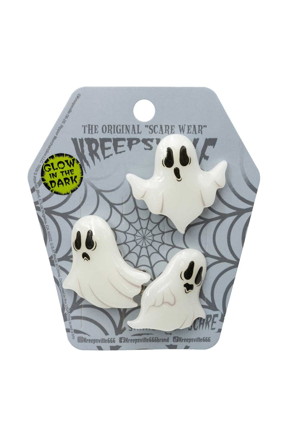 vintage inspired glow in the dark ghost hair clip set for halloween