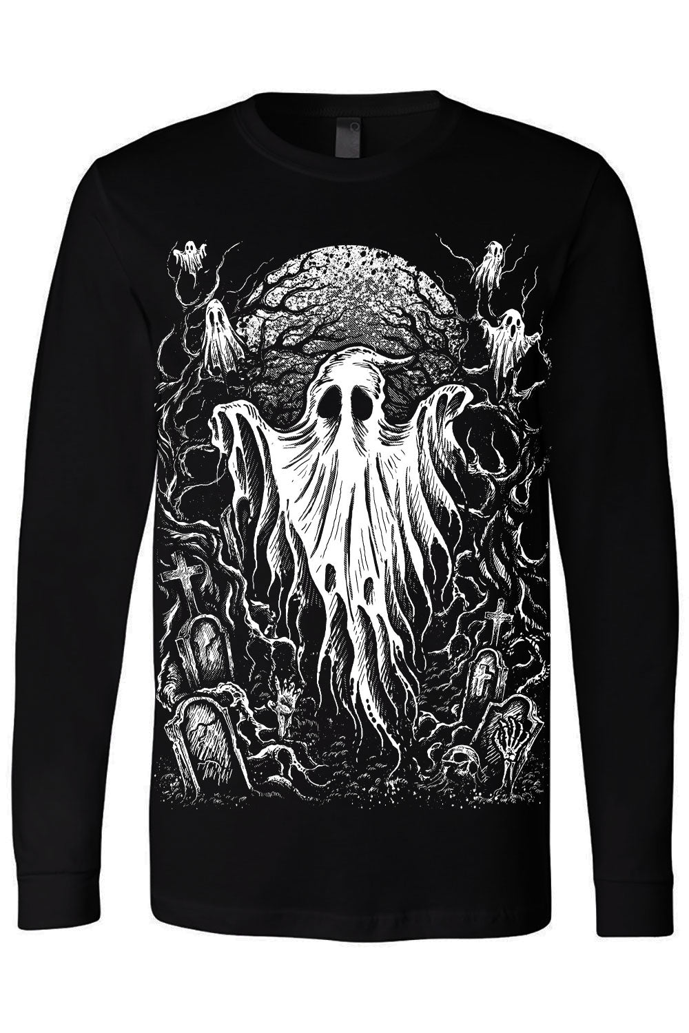 gothic ghost black cotton blended shirt