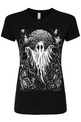 spooky ghost full moon graphic t-shirt 